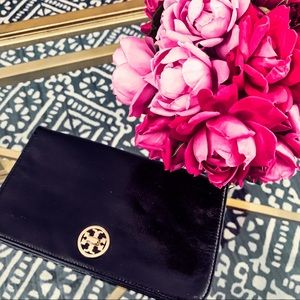 Tory Burch Crossbody Black Bag Purse Chain Clutch
